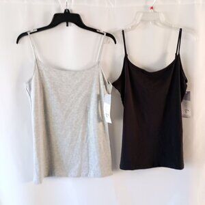 Set of 2 Just Be Camis Black Gray Size L NWT Adjustable Strap Cotton Blend